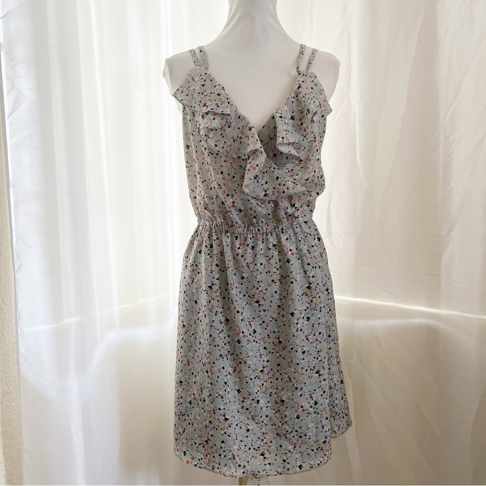 BCBG Grey/Blue Confetti Splashed Cross Front Mini Size Medium
